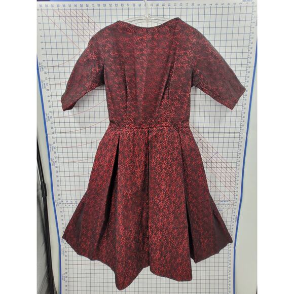 Vintage 60s Black Lace Fit Flare Cocktail Dress Retro Glam Classic Evening Look - Picture 4 of 12